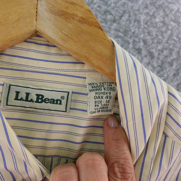 Vintage LL Bean Womens 14 Striped Button Up Shirt Long Sleeve Casual Classic Fit - Picture 4 of 7